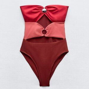 ZARA Multicolored Strapless Swimsuit (Size S)